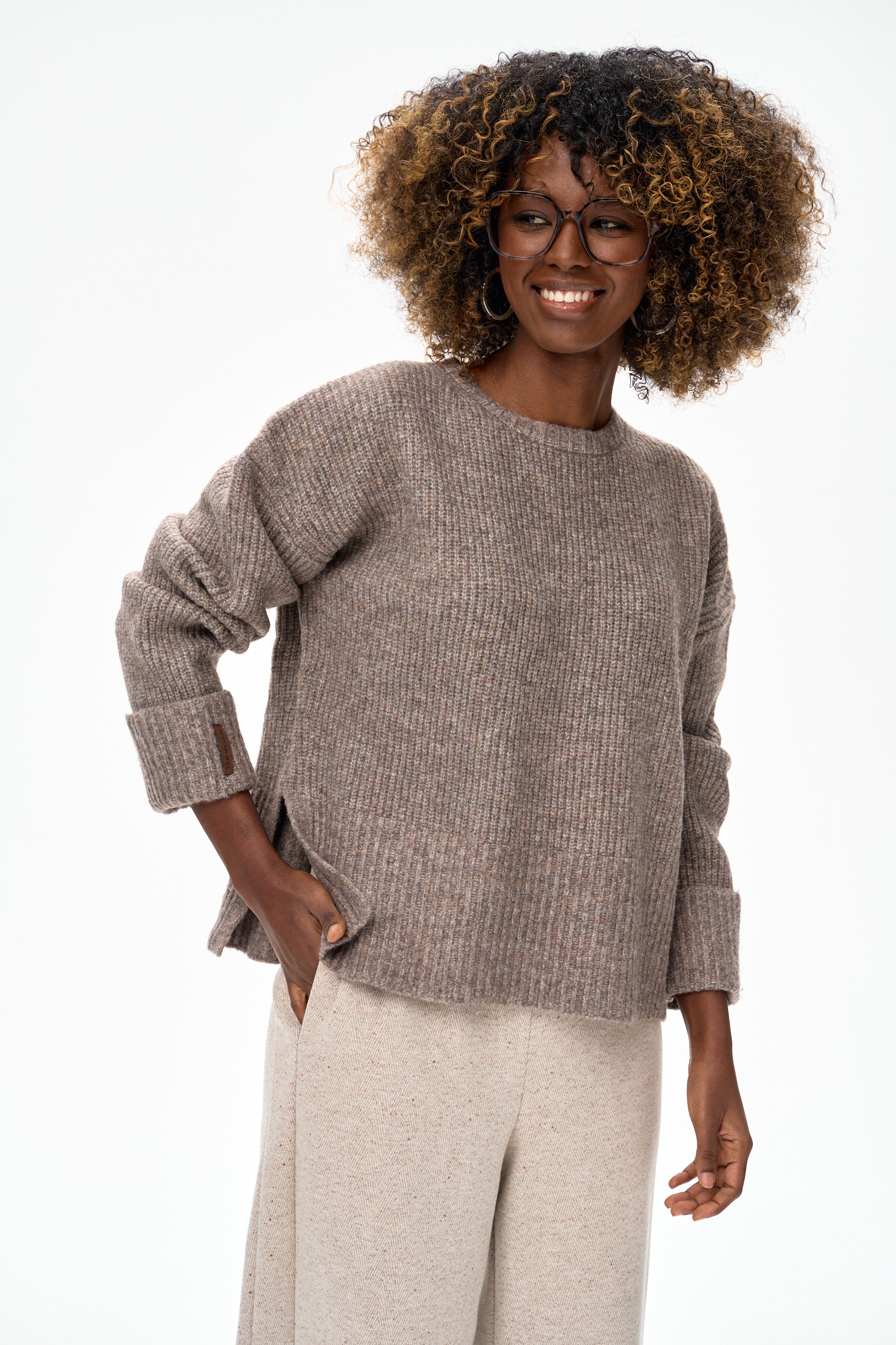 Sweter Damski SH 5730 Dark Beige